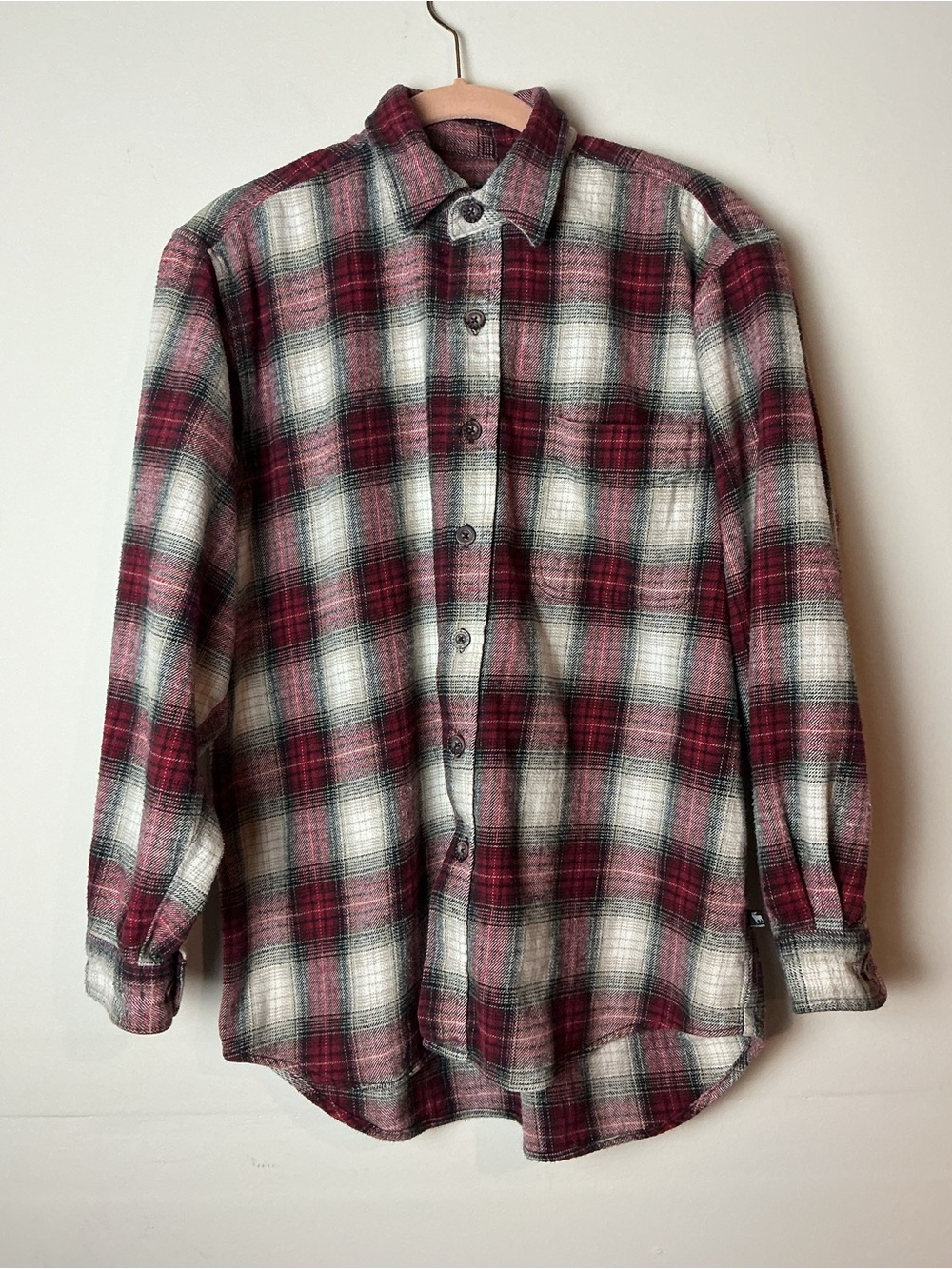 Moose Creek Shawdow Plaid Shirt Mens Size M Red Black Cotton Grunge Vtg Style